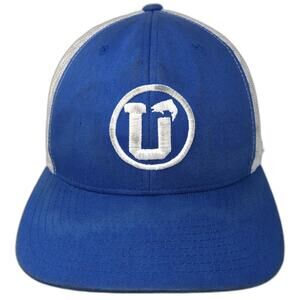UpTop Trucker Hat Blue White One Size Mesh Back Snapback Logo Curved Brim